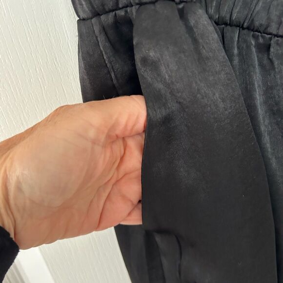 Kori Women’s New Black Satin Sleeveless Jumpsuit with Silver Snaps  Size Small - Picture 9 of 15